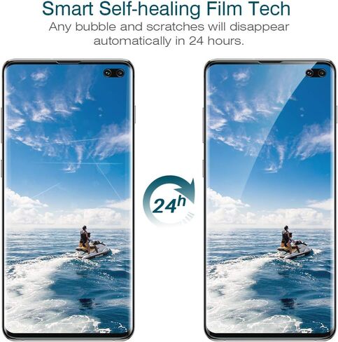 ال كيه [3 قطع] واقي شاشة لسامسونج جالاكسي S10 بلس / S10+، [متوافق مع بصمة الاصبع بالموجات فوق الصوتية] [غشاء مرن] HD شفاف مضاد للخدش مع ضمان استبدال مدى الحياة in Kuwait