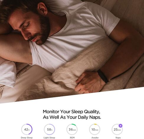 جهاز تتبع اللياقة البدنية Amazfit Band 5 المُجدد المعتمد مع Alexa المدمج، عمر بطارية 15 يومًا، أكسجين الدم، معدل ضربات القلب، مراقبة النوم والإجهاد، مقاومة للماء 5 ATM، أسود in Kuwait