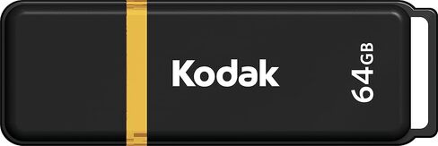 Kodak EKMMD64GK103 - USB Drive 3.2/3.1/3.0-64 GB - Classic Serie - K100 Model - Black mat casing with a Transparent Yellow Neck + a Cap in Kuwait