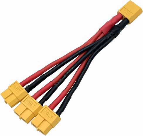 XT60 Parallel Battery Connector Male/Female Cable Extension Y Splitter 3-Way 14AWG Silicone Wire for RC Battery Motor (1 Male to 3 Female) in Saudi Arabia