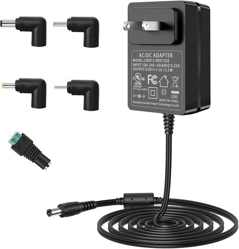 9V 1500mA DC Power Supply 110-240V 9Volt 1.5A AC Adapter 13.5W Wall Transformer Charger DC Jack Center Positive with 5 Selectable Adapter Plugs in Kuwait