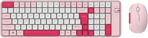 مجموعة لوحة مفاتيح وماوس لاسلكية من MCSaite، لوحة مفاتيح بلوتوث لاسلكية متعددة الأجهزة مع لوحة أرقام، قم بالتبديل حتى 3 أجهزة، 3 ماوس DPI قابل للتعديل، لأجهزة Mac وWindows وiOS وAndroid (وردي) in Kuwait