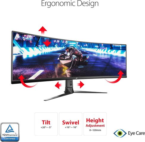 Asus ROG Strix XG49VQ 49" Curved Gaming FreeSync Monitor 144Hz Dual Full HD HDR Eye Care with DP HDMI Black in Kuwait