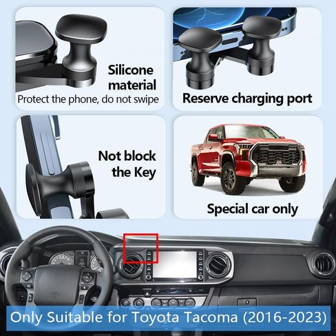 LUNQIN Car Phone Holder Mount for Toyota Tacoma 2016 2017 2018 2019 2020 2021 2022 2023 Auto Accessories Interior Decoration Mobile Cell Smartphone Bracket in Saudi Arabia