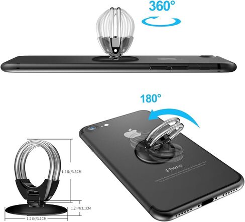 Tvoip 2Pcs Cell Phone Ring Holder, 3 in 1 Universal Phone Ring Stand Car Holder, Finger Grip Phone Holder and Tablet Stand Car Vent Phone Mount (Black) in Saudi Arabia