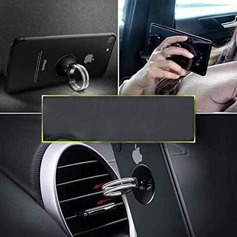 Tvoip 2Pcs Cell Phone Ring Holder, 3 in 1 Universal Phone Ring Stand Car Holder, Finger Grip Phone Holder and Tablet Stand Car Vent Phone Mount (Black) in Saudi Arabia