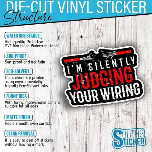 (3Pcs) I'm Silently Judging Your Wiring Sticker Funny Lineman Worker Quote 2" Vinyl Die-Cut Stickers for Hard Hat Water Bottle Laptop Skateboard Helmet Gifts for Adult Men Daddy 2 Inches in Kuwait