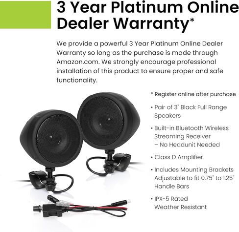 BOSS Audio Systems MCBC425BA Motorcycle ATV UTV Speaker - Bluetooth, Weatherproof 3 Inch Speakers, Built-in Amplifier in Saudi Arabia