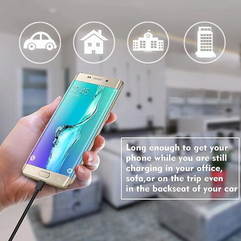 كابل Micro USB، [10أقدام 2 حزمة] سلك شاحن طويل للغاية لهاتف Galaxy S7 Edge، كابل شحن USB متين عالي السرعة لهاتف Android، Samsung J7/S6 Edge/S5/Note 5/LG Stylo 3/K30، لجهاز PS4/الكاميرا، أسود in Saudi Arabia