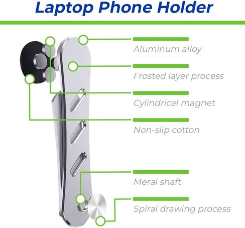 حامل هاتف الكمبيوتر المحمول، حامل كمبيوتر محمول قابل للتعديل، مشبك تثبيت جانبي للكمبيوتر المحمول، حامل هاتف ذكي محمول نحيف، حامل توسيع شاشة الكمبيوتر، حامل هاتف مغناطيسي، حامل هاتف للكمبيوتر المحمول أسود in Kuwait