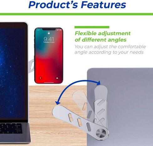 حامل هاتف الكمبيوتر المحمول، حامل كمبيوتر محمول قابل للتعديل، مشبك تثبيت جانبي للكمبيوتر المحمول، حامل هاتف ذكي محمول نحيف، حامل توسيع شاشة الكمبيوتر، حامل هاتف مغناطيسي، حامل هاتف للكمبيوتر المحمول أسود in Kuwait