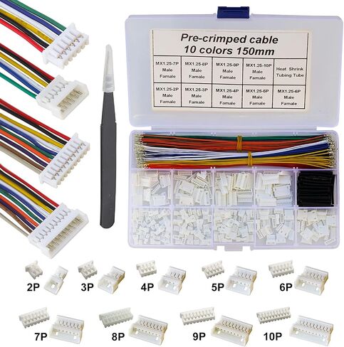 MX 1.25mm Male Female Connector Kit and Premium Pre-Crimped Cables Compatible with Molex PicoBlade for Pixhawk Flight Controller Total 240pcs MX1.25 Connectors and 200pcs 28AWG Cable in Kuwait