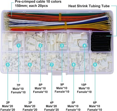 MX 1.25mm Male Female Connector Kit and Premium Pre-Crimped Cables Compatible with Molex PicoBlade for Pixhawk Flight Controller Total 240pcs MX1.25 Connectors and 200pcs 28AWG Cable in Kuwait