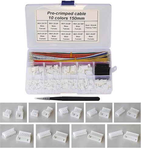 MX 1.25mm Male Female Connector Kit and Premium Pre-Crimped Cables Compatible with Molex PicoBlade for Pixhawk Flight Controller Total 240pcs MX1.25 Connectors and 200pcs 28AWG Cable in Kuwait