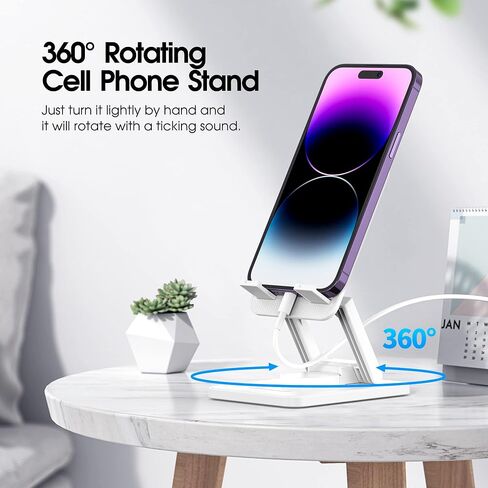 حامل هاتف خلوي يدور 360 درجة من Aiwode، حامل هاتف مكتبي، حامل هاتف خلوي محمول، حامل هاتف قابل للطي، لهاتف iPhone 14/13/12/11/Pro/Max/Plus/Mini/Pro Max، سامسونج، للهواتف الذكية (4-8 بوصات) )،أزرق in Kuwait