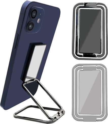 2 Pack Cell Phone Ring Stand Holder, IOUALEY Finger Kickstand 360° Rotation Adjustable Portable Metal Finger Grip Ring Kickstand Fits Most Smartphone Tablets Desk Office Car Mount, Silver/Black in Kuwait