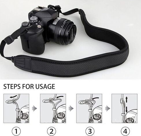C-eagleeye Camera Binocular Shoulder Strap,Soft Neoprene Neck Belt Strap with Quick Release and Safety Tether,Dslr Camera Strap for Canon Nikon Sony Olympus - Black in Kuwait