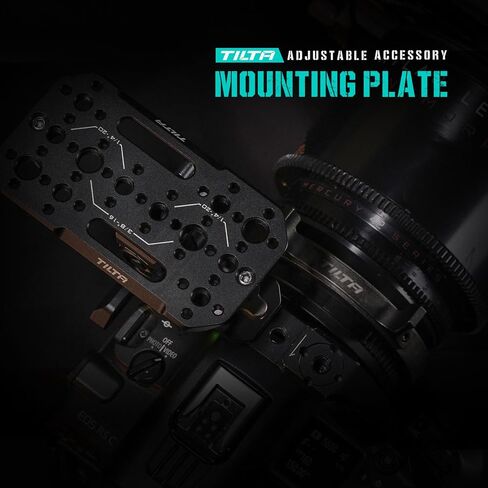 Tilta Aluminum Adjustable Accessory Mounting Plate for DSLR Cameras | Built-in NATO Rail | Rotating Design | 1/4″-20 and 3/8″-16 Threads | Black | TA-AMP-B in Saudi Arabia