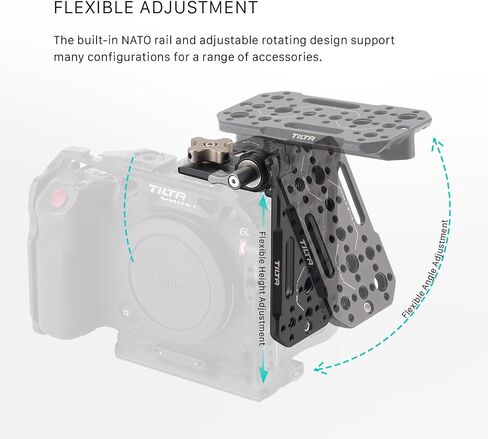 Tilta Aluminum Adjustable Accessory Mounting Plate for DSLR Cameras | Built-in NATO Rail | Rotating Design | 1/4″-20 and 3/8″-16 Threads | Black | TA-AMP-B in Saudi Arabia