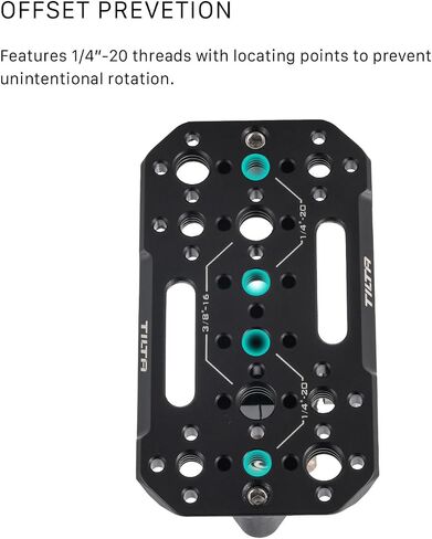 Tilta Aluminum Adjustable Accessory Mounting Plate for DSLR Cameras | Built-in NATO Rail | Rotating Design | 1/4″-20 and 3/8″-16 Threads | Black | TA-AMP-B in Saudi Arabia