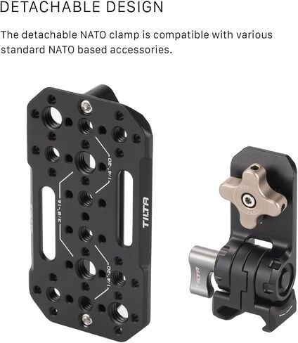 Tilta Aluminum Adjustable Accessory Mounting Plate for DSLR Cameras | Built-in NATO Rail | Rotating Design | 1/4″-20 and 3/8″-16 Threads | Black | TA-AMP-B in Saudi Arabia