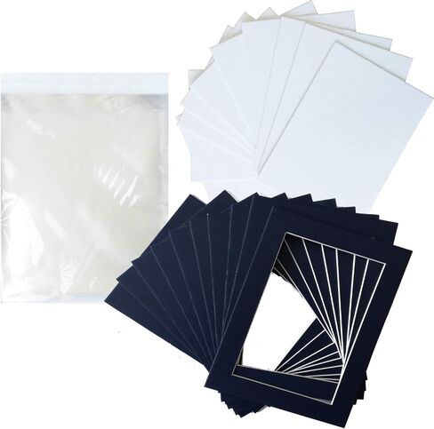 Studio 500 Art Pack of 10 Blue Pre-Cut 16x20 Picture Mat for 11x14 Photo with White Core Bevel Cut Mattes Sets. Includes 10 A1 Acid Free Mats & 10 Backing Board & 10 Clear Bags in Saudi Arabia