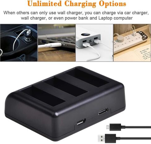 PowerTrust 2Pack Replacement Osmo Action AB1 Battery and Triple USB Charger with Type C Port for DJI Osmo Action Sports Camera AB1 Battery in Saudi Arabia