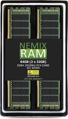 NEMIX RAM 32GB (1X32GB) DDR4 2933MHz PC4-23400 2Rx4 1.2V CL21 288-PIN ECC RDIMM Registered Server Memory Compatible with Dell Servers/Workstations in Saudi Arabia