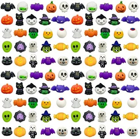 Anditoy 100 PCS Halloween Mochi Squishy Toys Squishies for Kids Girls Boys Halloween Party Favors Halloween Treat Bags Gifts in Saudi Arabia