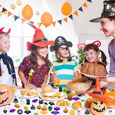 Anditoy 100 PCS Halloween Mochi Squishy Toys Squishies for Kids Girls Boys Halloween Party Favors Halloween Treat Bags Gifts in Saudi Arabia