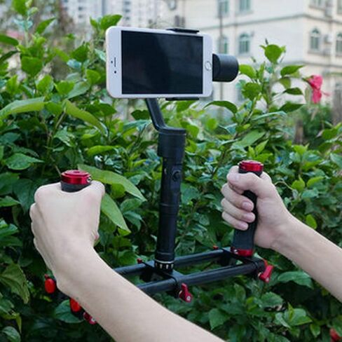 Dual Handle Gimbal,Richer-R Aluminum Alloy Dual Handheld Grip,Camera Dual Grip,Extender Handle Gimbal Stabilizer Rig Accessory for Zhiyun Feiyu MOZA Beholder in Kuwait