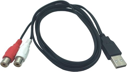 كيبل USB الى 2RCA، هاوكيانج 5 قدم/1.5 متر USB 2.0 انثى الى 2 RCA انثى جاك مقسم الصوت والفيديو AV كيبل سلك محول مركب (USB M/2RCA F) in Kuwait