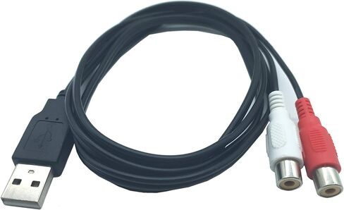 كيبل USB الى 2RCA، هاوكيانج 5 قدم/1.5 متر USB 2.0 انثى الى 2 RCA انثى جاك مقسم الصوت والفيديو AV كيبل سلك محول مركب (USB M/2RCA F) in Kuwait