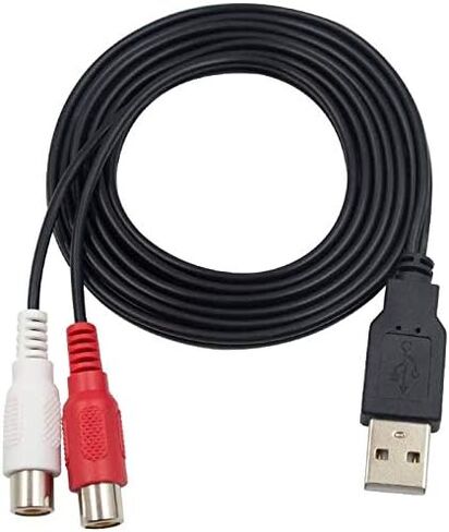 كيبل USB الى 2RCA، هاوكيانج 5 قدم/1.5 متر USB 2.0 انثى الى 2 RCA انثى جاك مقسم الصوت والفيديو AV كيبل سلك محول مركب (USB M/2RCA F) in Kuwait