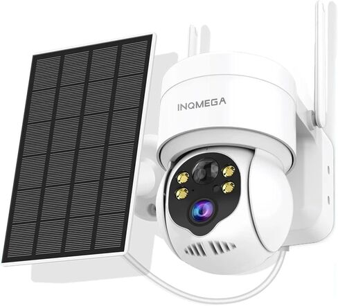 كاميرات INQMEGA الشمسية الأمنية اللاسلكية في الهواء الطلق، كاميرا واي فاي خارجية تعمل ببطارية 1080 بكسل لأمن المنزل مع رؤية ليلية ملونة، كشف الحركة PIR، التحدث في اتجاهين، مقاومة للماء IP65، إنذار صفارات الإنذار in Kuwait