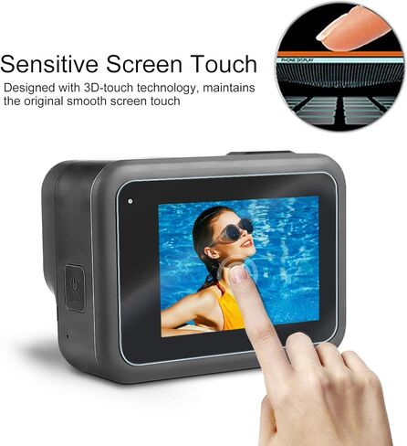 6 قطع من واقي الشاشة متوافق مع جوبرو هيرو 8 اسود، طبقة شاشة امامية + واقي شاشة من الزجاج المقسى فائق الشفافية + واقي عدسة من الزجاج المقسى + ملحقات التركيب in Kuwait