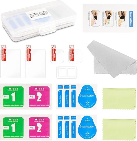 6 قطع من واقي الشاشة متوافق مع جوبرو هيرو 8 اسود، طبقة شاشة امامية + واقي شاشة من الزجاج المقسى فائق الشفافية + واقي عدسة من الزجاج المقسى + ملحقات التركيب in Kuwait