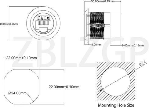 ZBLZGP RJ45 CAT6 محول وحدة دائرية متصلة بالهندسة 86 لوحة تمديد الزاوية اليمنى من خلال موصل الرأس للصناعة (CAT6، أسود 2 قطعة) in Saudi Arabia
