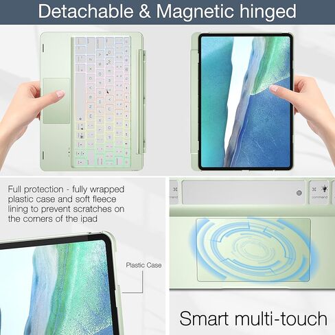 دوكو حافظة كيبورد مغناطيسية مع لوحة لمس متعددة وحامل بدعامة عائمة لجهاز ايباد برو 11 انش الجيل الرابع 2022/3-2021/2020/1st-2018 وايباد اير 10.9 انش الجيل الخامس والرابع in Kuwait