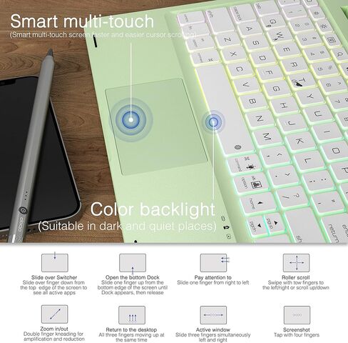 دوكو حافظة كيبورد مغناطيسية مع لوحة لمس متعددة وحامل بدعامة عائمة لجهاز ايباد برو 11 انش الجيل الرابع 2022/3-2021/2020/1st-2018 وايباد اير 10.9 انش الجيل الخامس والرابع in Kuwait