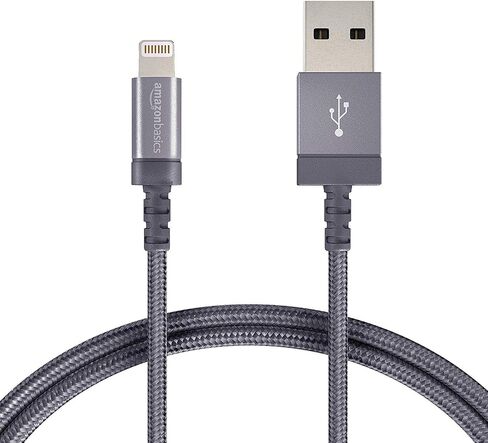 Amazon Basics Nylon Braided Lightning to USB-A Cable, MFi Certified Apple iPhone Charger, 6-Foot, Rose Gold in Kuwait