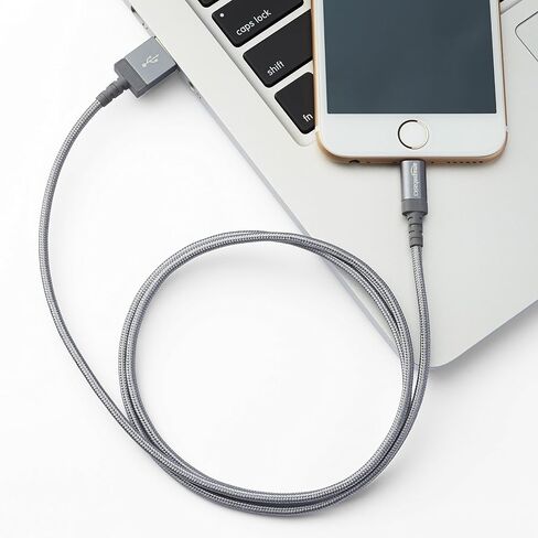 Amazon Basics Nylon Braided Lightning to USB-A Cable, MFi Certified Apple iPhone Charger, 6-Foot, Rose Gold in Kuwait