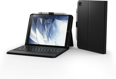 ZAGG ID8BSF-BB0 Messenger Folio Case and Non-backlit Bluetooth Keyboard for Apple iPad Pro 9.7, iPad 9.7, iPad Air and iPad Air 2 - Compatible with 2018 (G6) and 2017 (G5) 9.7 - Black in Kuwait