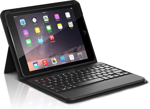 ZAGG ID8BSF-BB0 Messenger Folio Case and Non-backlit Bluetooth Keyboard for Apple iPad Pro 9.7, iPad 9.7, iPad Air and iPad Air 2 - Compatible with 2018 (G6) and 2017 (G5) 9.7 - Black in Kuwait