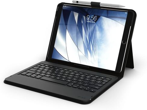 ZAGG ID8BSF-BB0 Messenger Folio Case and Non-backlit Bluetooth Keyboard for Apple iPad Pro 9.7, iPad 9.7, iPad Air and iPad Air 2 - Compatible with 2018 (G6) and 2017 (G5) 9.7 - Black in Kuwait