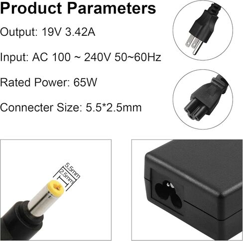 AC Adapter/Battery Charger for Gateway M-1625 M-6750 M-6827 M-6843 M275 M305CRV M460 M465 MA1 MA2 MA2A MA3 MA7 MA8 ML6720 ML6732 MT6705 MT6728 MT6730 MT6840 PA6A W322 W340UI W3501+Cord in Saudi Arabia