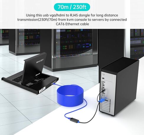 4 Pack USB HDMI to RJ45 Dongle, Work for MT-VIKI CAT6 KVM Switch (1708MS-IP/1708MS) Extend Distances up to 230ft/70m from KVM Console to Servers in Saudi Arabia