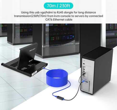 4 Pack USB HDMI to RJ45 Dongle, Work for MT-VIKI CAT6 KVM Switch (1708MS-IP/1708MS) Extend Distances up to 230ft/70m from KVM Console to Servers in Kuwait