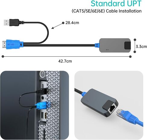 4 Pack USB HDMI to RJ45 Dongle, Work for MT-VIKI CAT6 KVM Switch (1708MS-IP/1708MS) Extend Distances up to 230ft/70m from KVM Console to Servers in Kuwait
