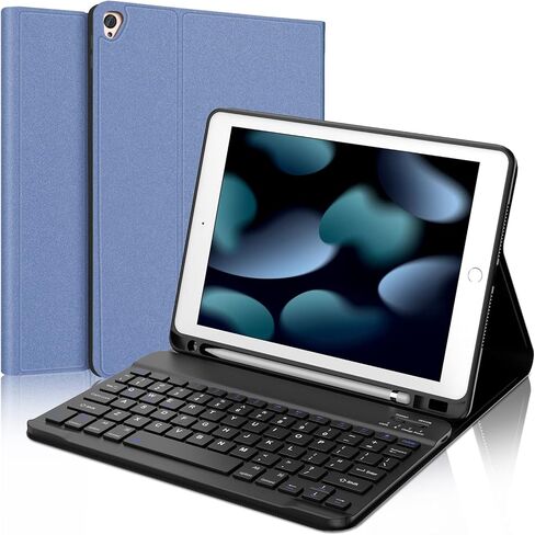 D DINGRICH iPad Case with Keyboard 10.2" - iPad 8th Generation Case with Keyboard 2020, Apple Pencil Holder - iPad Case 9th Generation, 8th Generation, 7th Gen Keyboard - Gold Sand Blue in Kuwait